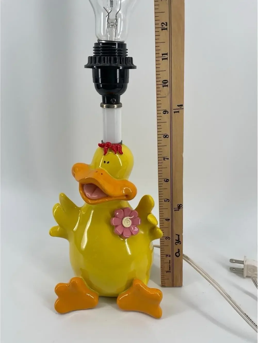 Vintage‎ 1970s 1980s Yellow Duck Ceramic Table Lamp Nursery Decor 14” Tested